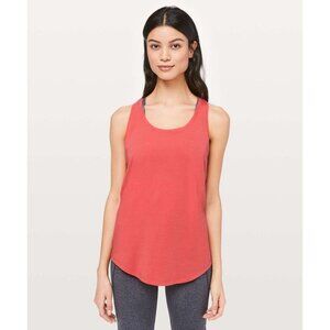 LULULEMON Poppy Coral Pima Cotton Pleated Racerback Love Tank Top, Size S